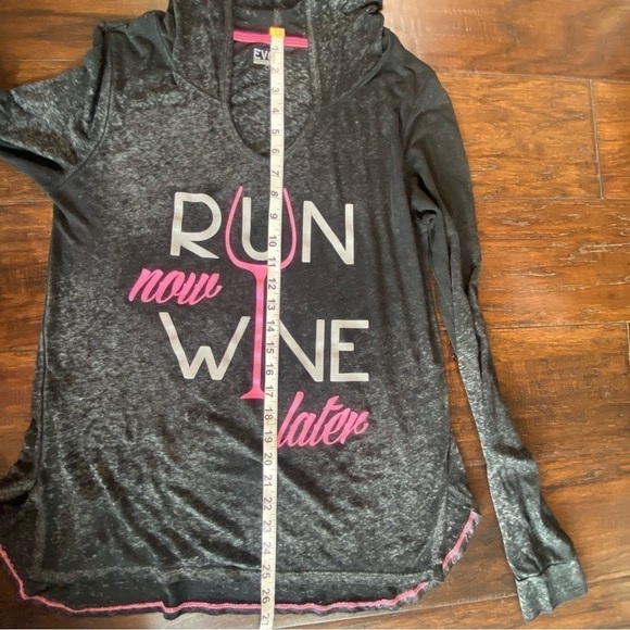 EVCR “Run Now Wine Later” Burnout Hoodie Sweatshirt - Picture 9 of 10